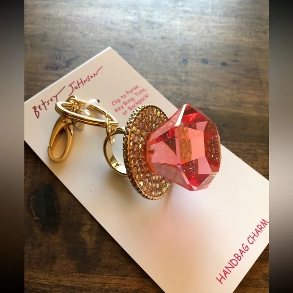 Betsey Johnson Pink Ring Pop Bag Charm/Keychain, NWT - Picture 1 of 1